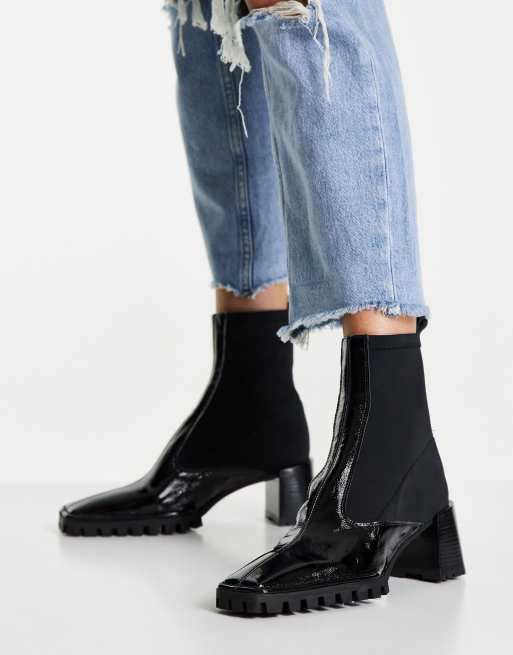 Asos black clearance patent ankle boots