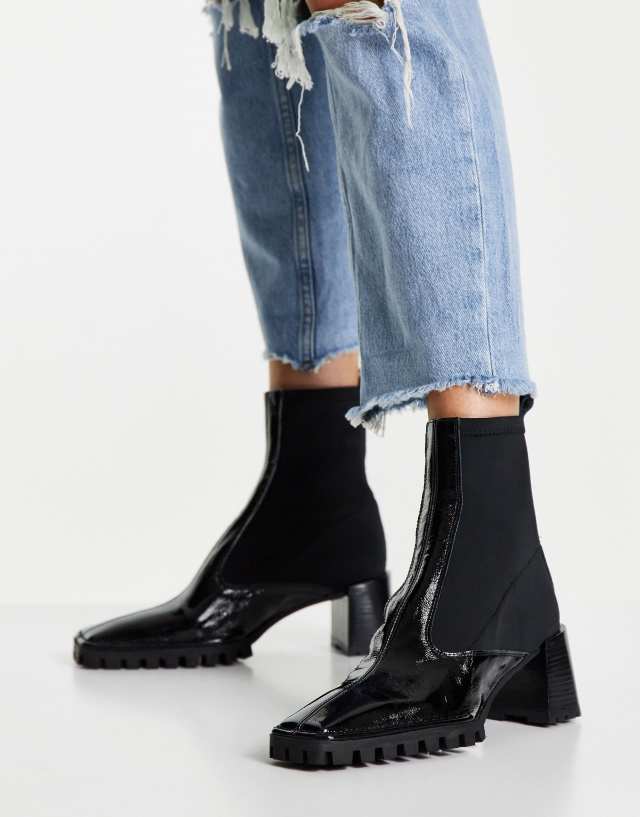 ASOS DESIGN Remix premium leather sock boots in black