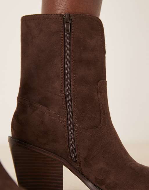 ASOS DESIGN - Remone - Westernlaarzen met hak in chocoladebruin, 3 van 4