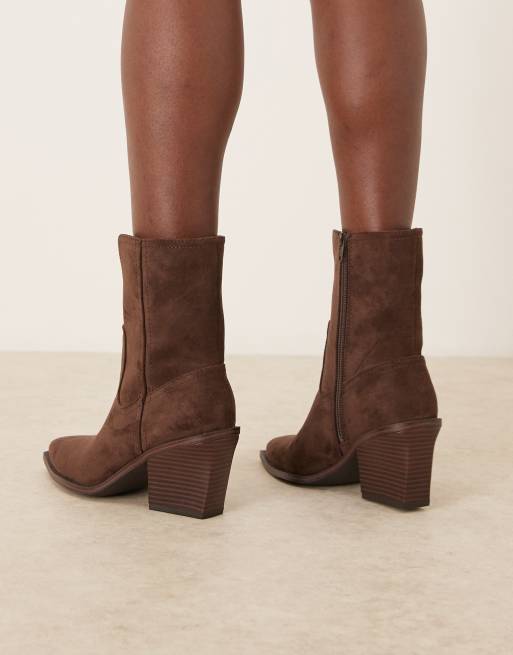 ASOS DESIGN - Remone - Westernlaarzen met hak in chocoladebruin, 4 van 4