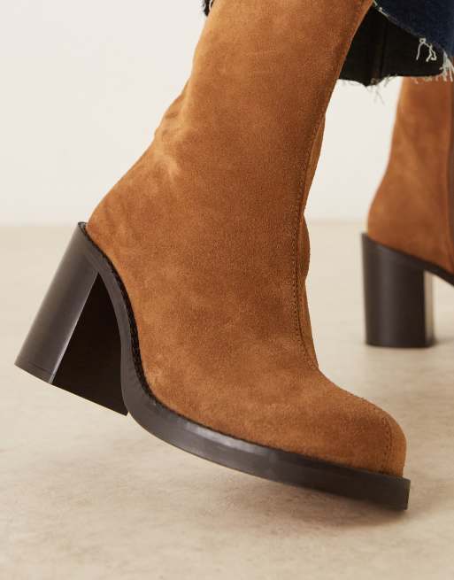 ASOS DESIGN – Remy – Beżowe zamszowe botki premium na obcasie, 4 z 4