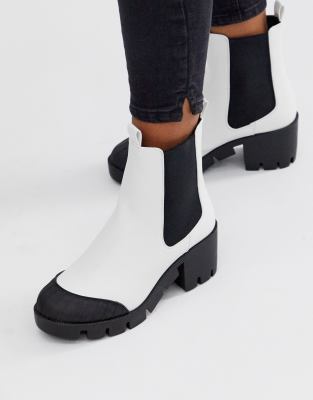 white chunky chelsea boots