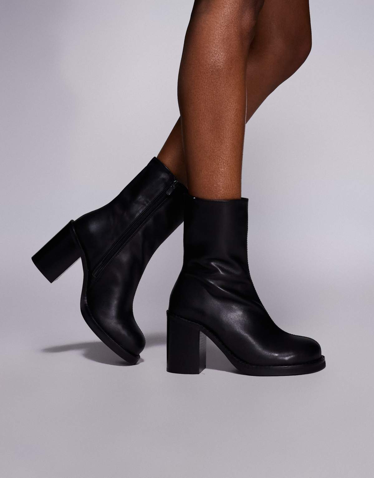 ASOS DESIGN Remy premium leather heeled ankle boots in black