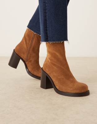  Remy premium suede heeled ankle boots in sand