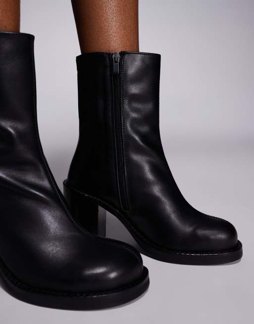ASOS DESIGN - Remy - Stivaletti con tacco neri in pelle premium, 3 di 4