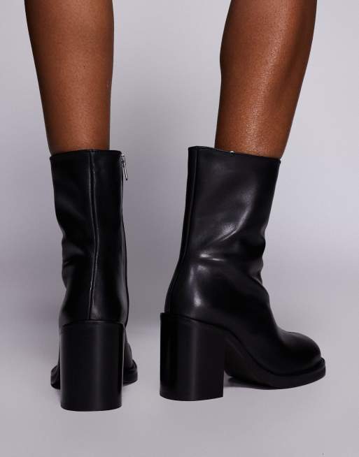 ASOS DESIGN - Remy - Stivaletti con tacco neri in pelle premium, 4 di 4