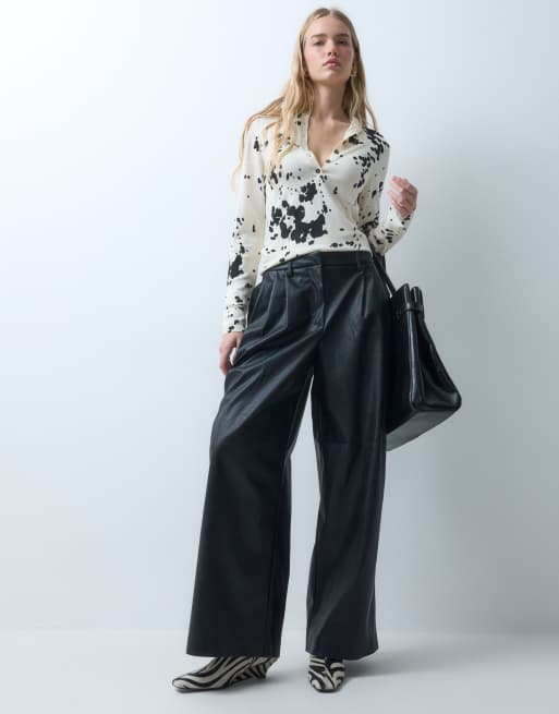 ASOS DESIGN Renata bottines habillées à talon compensé en cuir véritable avec poil imprimé zébré, 2 de 5