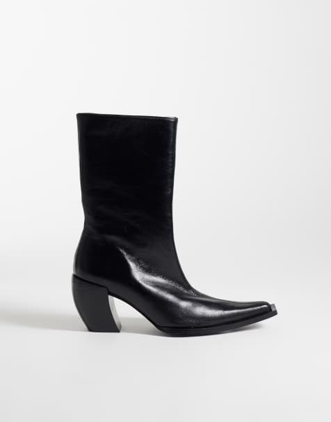 ASOS DESIGN Renzo botas western extremas de piel premium en negro - view 1
