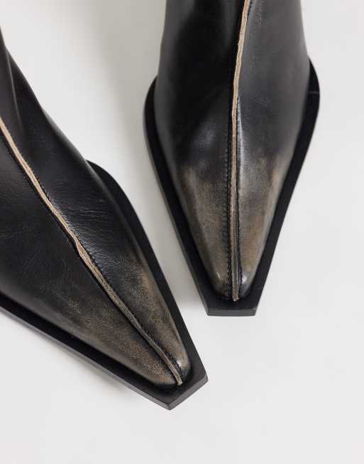 ASOS DESIGN Renzo bottes western premium en cuir noir vieilli, 2 de 4