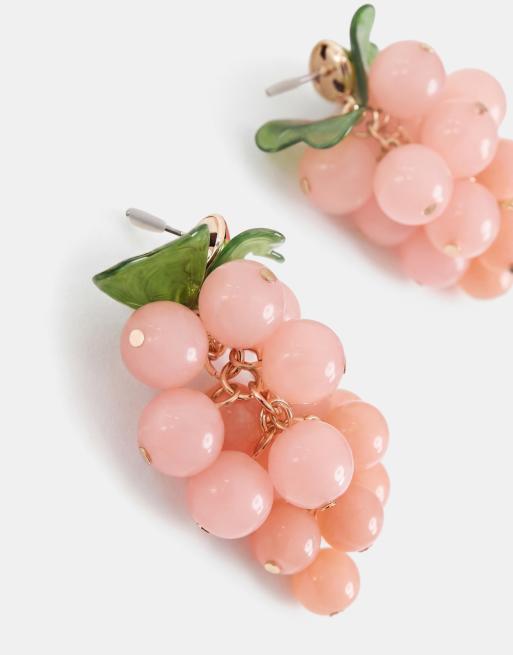 ASOS DESIGN øreringe med frugtperler i pink, 5 af 7