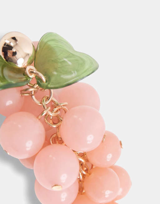 ASOS DESIGN øreringe med frugtperler i pink, 7 af 7