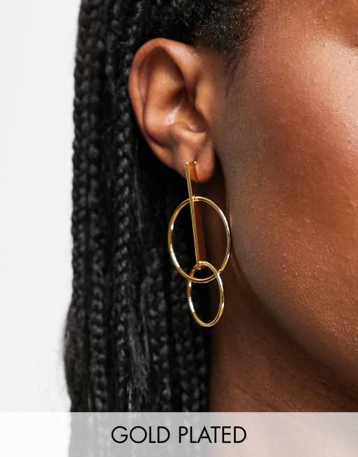 ASOS DESIGN - Øreringe med kædevedhæng i 14 k guldbelægning