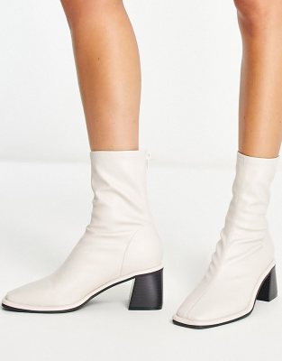 ASOS DESIGN Rescue mid-heeled sock boots in off white - ASOS Price Checker