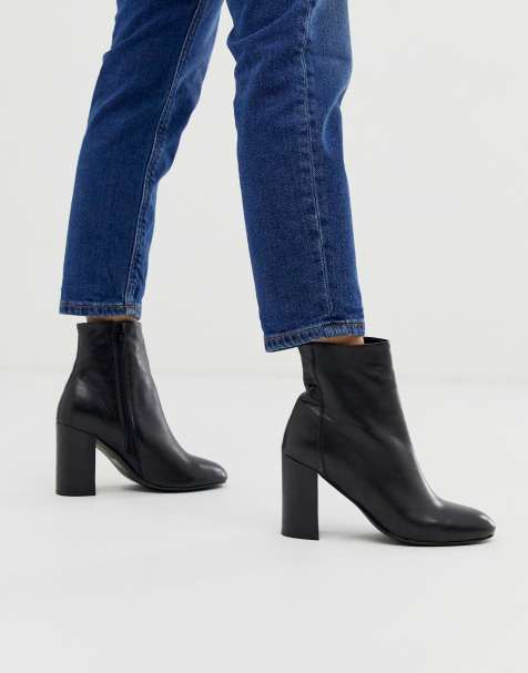 ASOS DESIGN – Rescue – Schwarze Lederstiefel mit Blockabsätzen