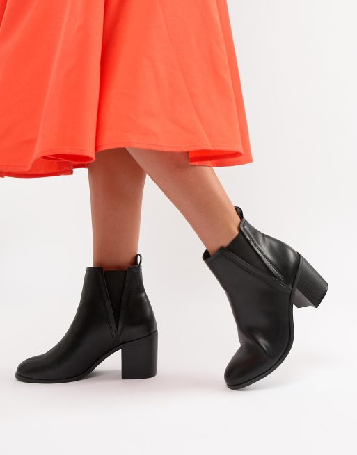 asos design cali premium leather heeled knee boots