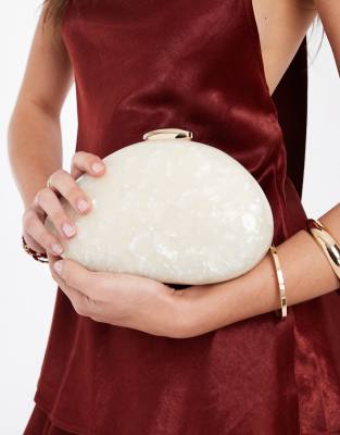 Asos Design Resin Abstract Hard Box Clutch In White