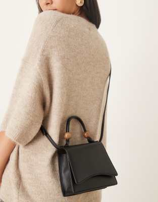 Asos Design Resin Ball Top Handle Crossbody Bag With Detachable Strap In Black