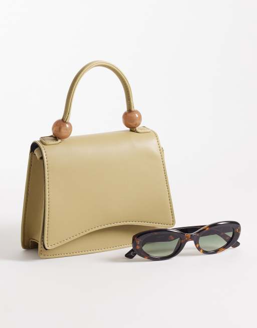ASOS DESIGN resin ball top handle crossbody bag with detachable strap in pistachio green, 2 of 4