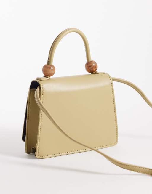ASOS DESIGN resin ball top handle crossbody bag with detachable strap in pistachio green, 3 of 4