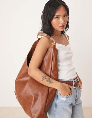 Asos Design Resin Handle Slouchy Tote Bag