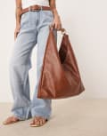 [ASOS DESIGN] ASOS DESIGN resin handle slouchy tote bag in tan-Brown No Size BROWN