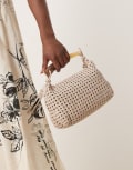 [ASOS DESIGN] ASOS DESIGN resin handle weave grab bag in beige-Neutral No Size BEIGE