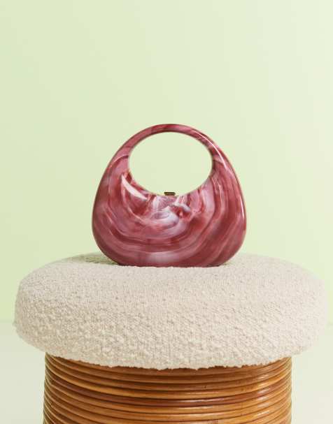 ASOS DESIGN resin hardcase scoop clutch bag in pink