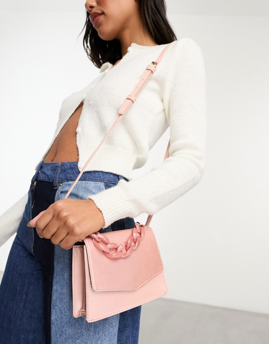 Asos Design Resin Top Handle Crossbody Bag With Detachable Strap In Blush-pink