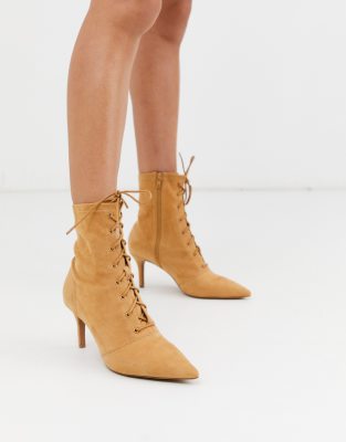 kitten heel lace up boots