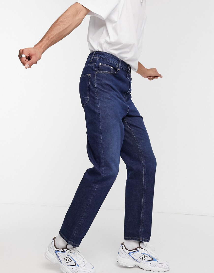 ASOS DESIGN 'Responsible Edit' high waist jeans in dark wash blue