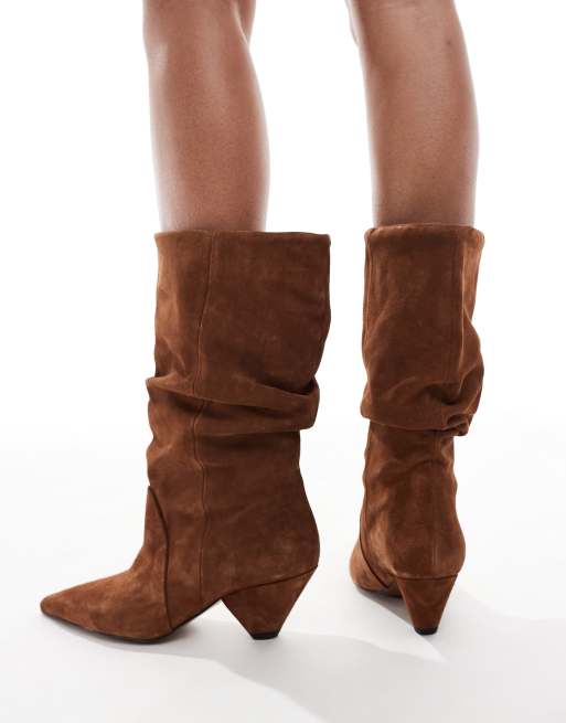 ASOS DESIGN – Restless Premium – Jasnobrązowe zamszowe botki z luźną cholewką, 4 z 4
