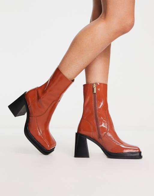 Asos patent store leather boots