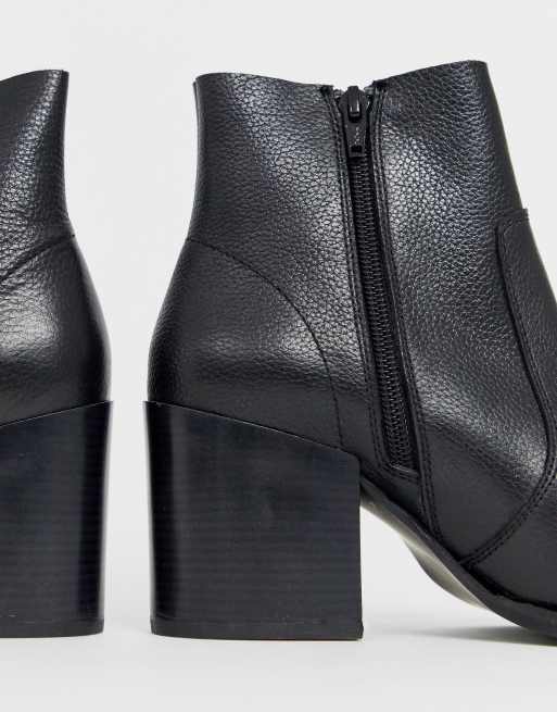 Asos design restore leather studded block heel boots in black new arrivals