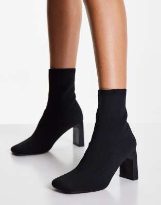 black square toe sock boots