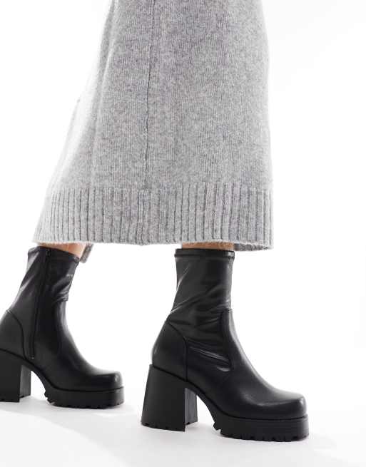 Asos design rally outlet heeled sock boots