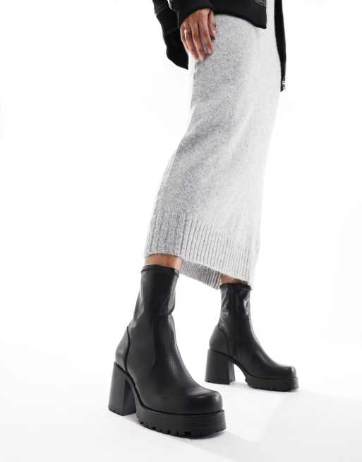 ASOS DESIGN – Retreat – Svarta sockboots med halvhög klack och bred passform, 3 av 4