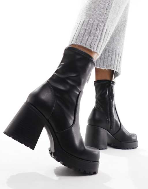 ASOS DESIGN – Retreat – Svarta sockboots med halvhög klack och bred passform, 4 av 4