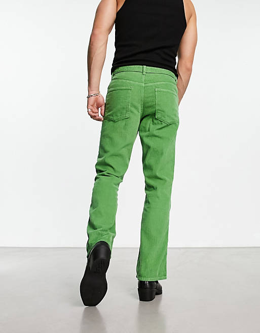 ASOS DESIGN retro bootcut jeans in green corduroy