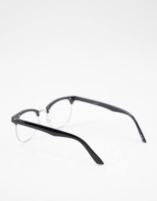 ASOS DESIGN retro fashion glasses in black with clear lens, 2 of 4