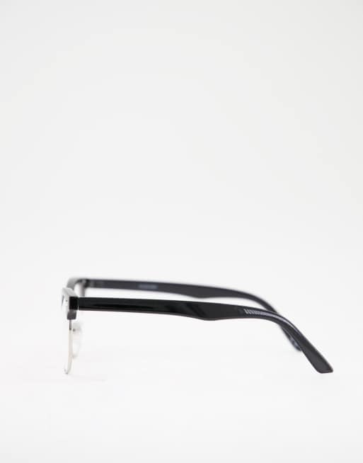 ASOS DESIGN retro fashion glasses in black with clear lens, 3 of 4