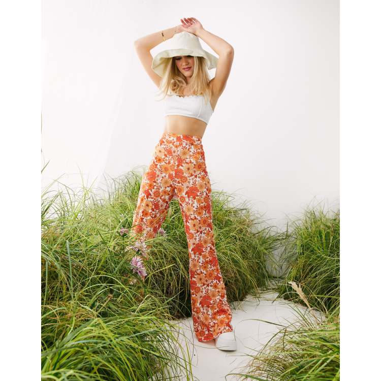 Retro Print Fit & Flare Trousers