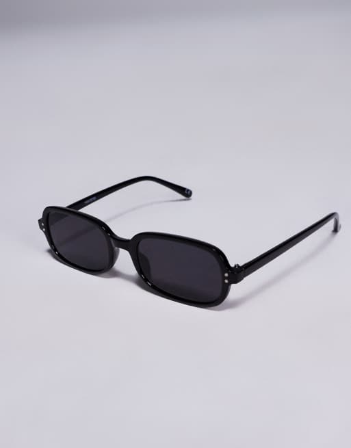 ASOS DESIGN retro frame square sunglasses with smoke lens in black, 3 of 3
