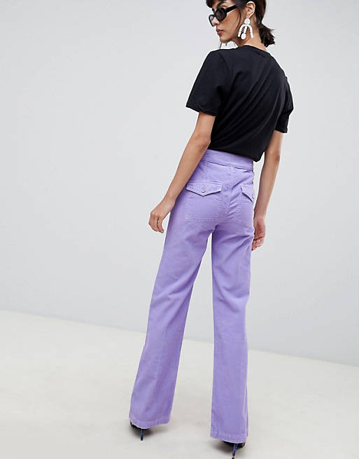 ASOS DESIGN length flare jeans lilac cord | ASOS
