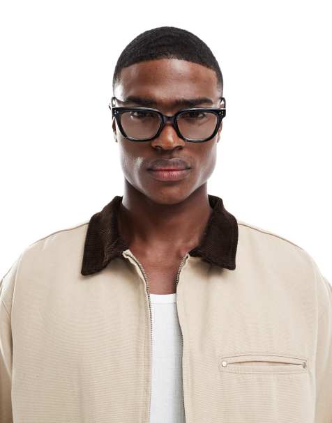 ASOS DESIGN retro glasses in black with clear lens - view 1
