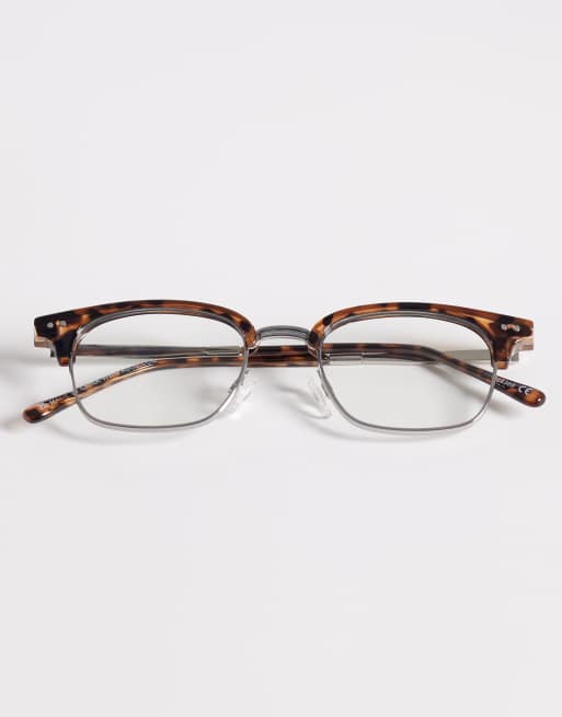 ASOS DESIGN retro glasses in tortoise frame with clear lens, 3 of 3