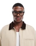 [ASOS DESIGN] ASOS DESIGN retro glasses with clear lens and black frame No Size BLACK