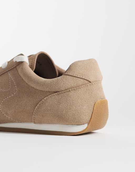 ASOS DESIGN retro lace-up sneakers in taupe suede mix, 4 of 5