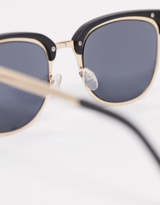 ASOS DESIGN retro metal sunglasses with smoke lens in gold and black, 4 of 4