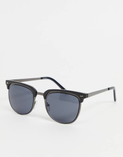  ASOS DESIGN retro metal sunglasses with smoke lens in gunmetal and matte black