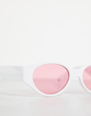 white sunglasses with pink lenses